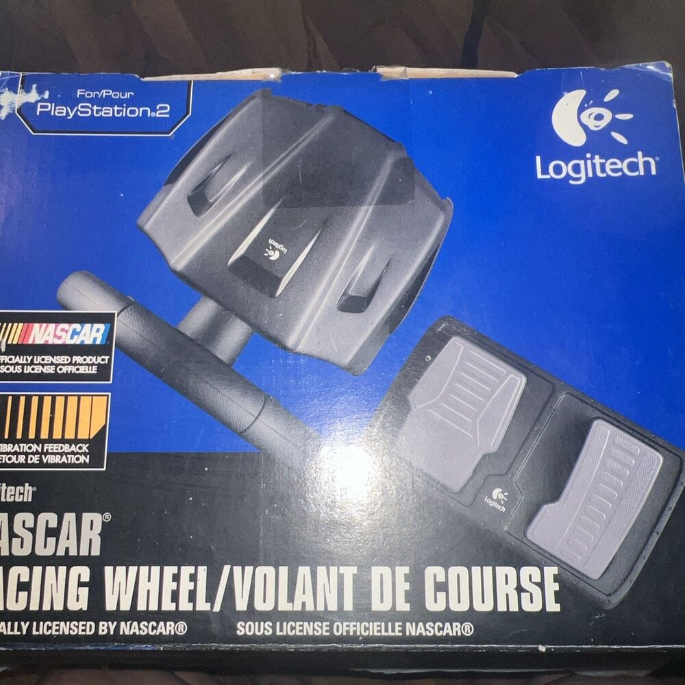 Logitech Nascar Racing Steering Wheel & Pedals for PS2 Driving Force New